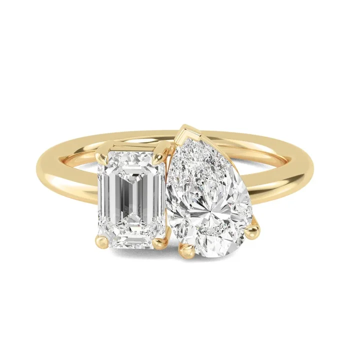 1.94ctw Pear & Emerald Lab-Grown Diamond Toi et Moi Ring in 14k Gold