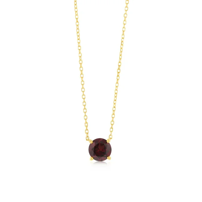 1 Carat Red Garnet Pendant with 45cm Chain in 9ct Yellow Gold