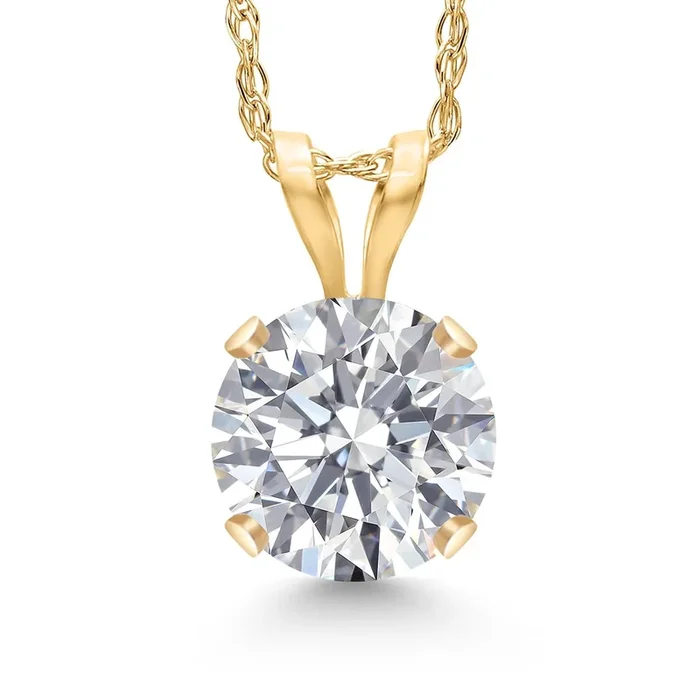 1 Ct Round 14K Yellow Gold IGI Certified Lab Grown Diamond Pendant Necklace | E-F Color | VS1-VS2 Clarity | Gold Necklace for Women | 18 Inch Chain