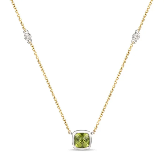 1 cts Green Tourmaline and Diamond Necklace in 14K Two Tone Gold by Le Vian