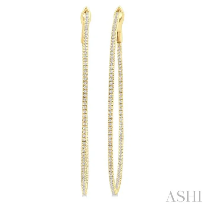 1 Ctw Inside & Outside Round Cut Diamond Hoop Earring in 14K Yellow Gold