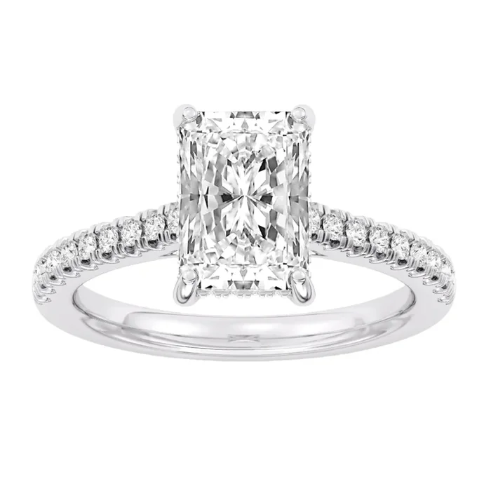 100 Facets Certified 3.34ctw Lab Grown Diamond Hidden Halo Engagement Ring