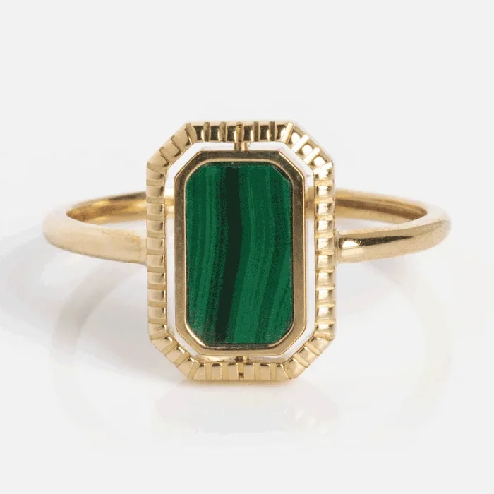 10k Gallery Frames Enamel and Malachite Reversible Ring
