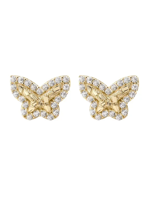 10K Gold Butterfly Nugget Earrings | Appx 0.4 Inches Wide | Style #133