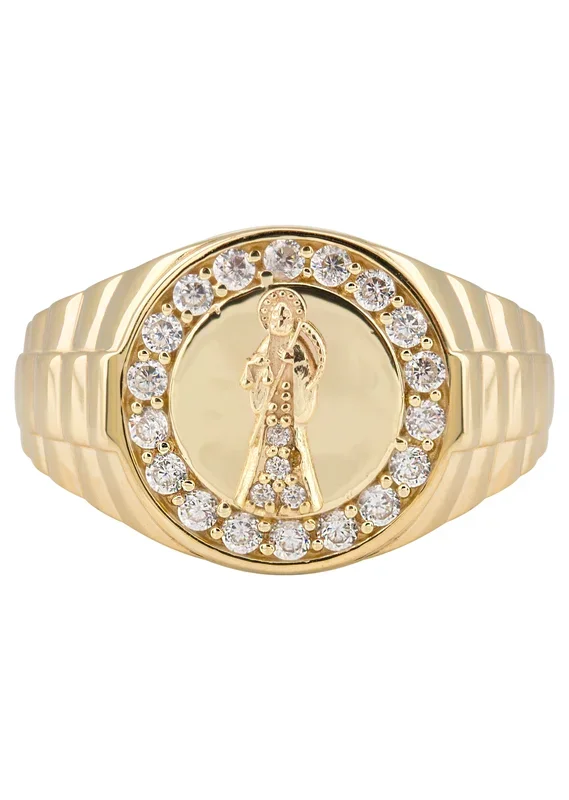 10K Gold Cz St. Death Ring For Men | 2.6 Grams