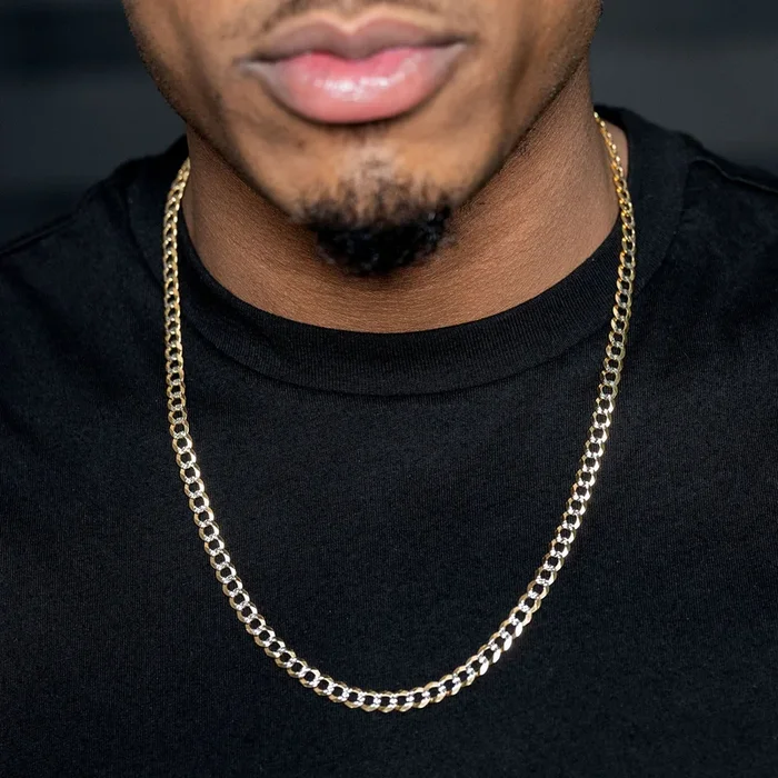 10K Gold Diamond Cut Curb Necklace / 6 MM