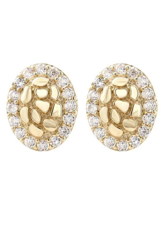 10K Gold Nugget Earrings | Appx 0.3 Inches Wide | Style #29