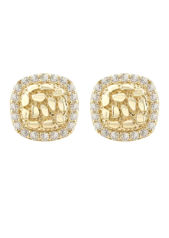 10K Gold Nugget Earrings | Appx 0.4 Inches Wide | Style #17