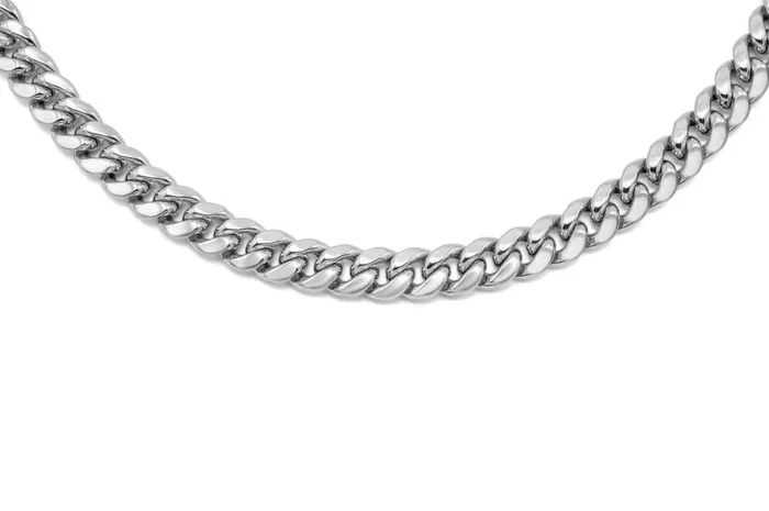 10K Hollow White Gold Cuban Chain 6mm