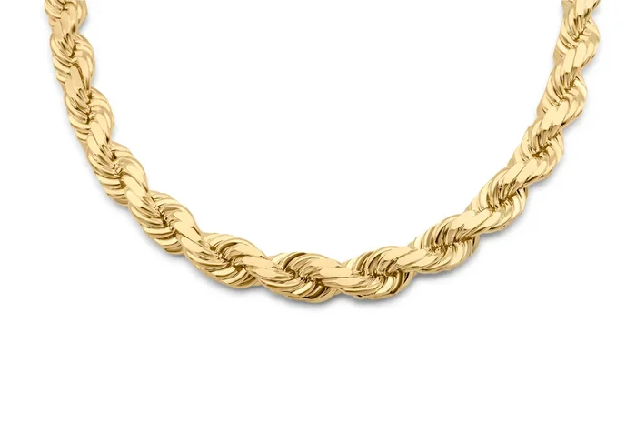 10K Solid Gold Rope Chain 6.5mm