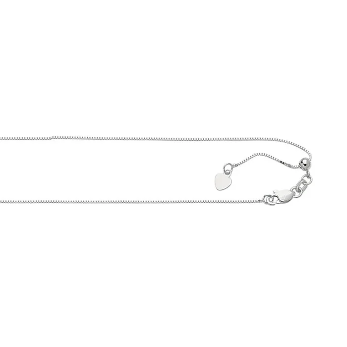 10K White Gold 22 Inches Adjustable Box Chain