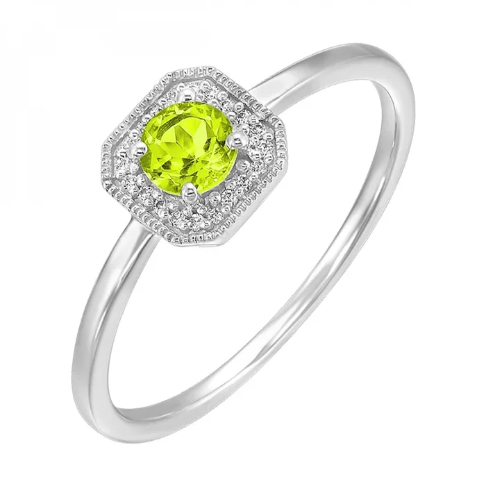 10K White Gold Peridot Ring