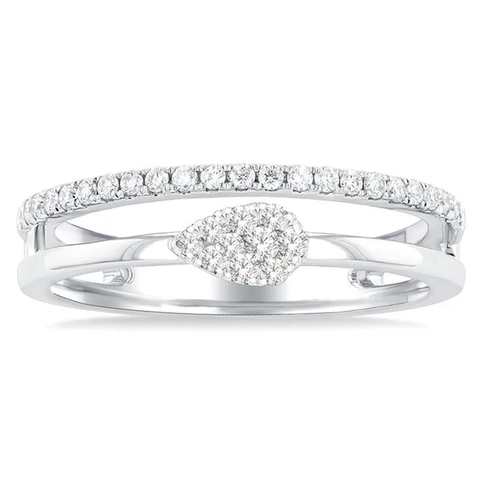 10K White Gold Stackable Natural Diamonds Ring