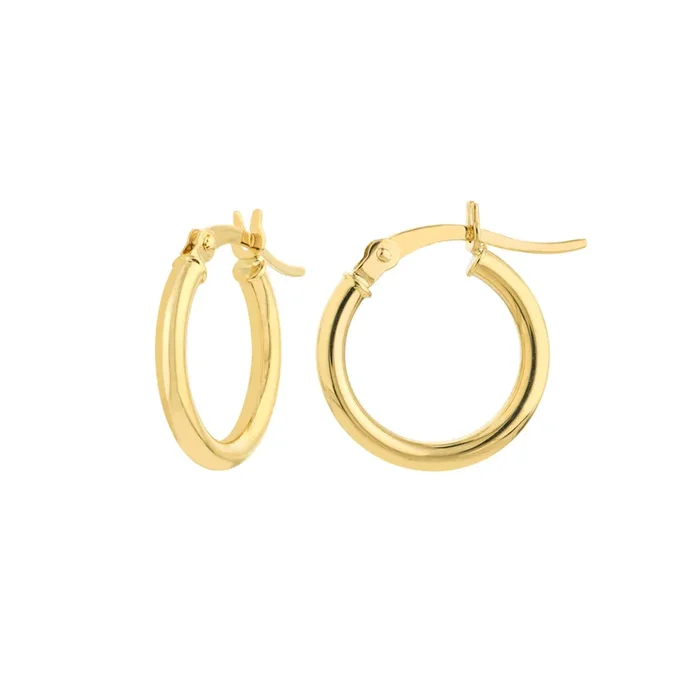 10K Yellow Gold 15mm Hoop Earrings