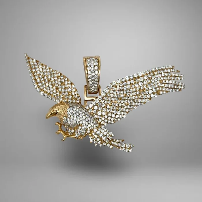 10K Yellow Gold 4.5TCW Diamond Eagle Pendant