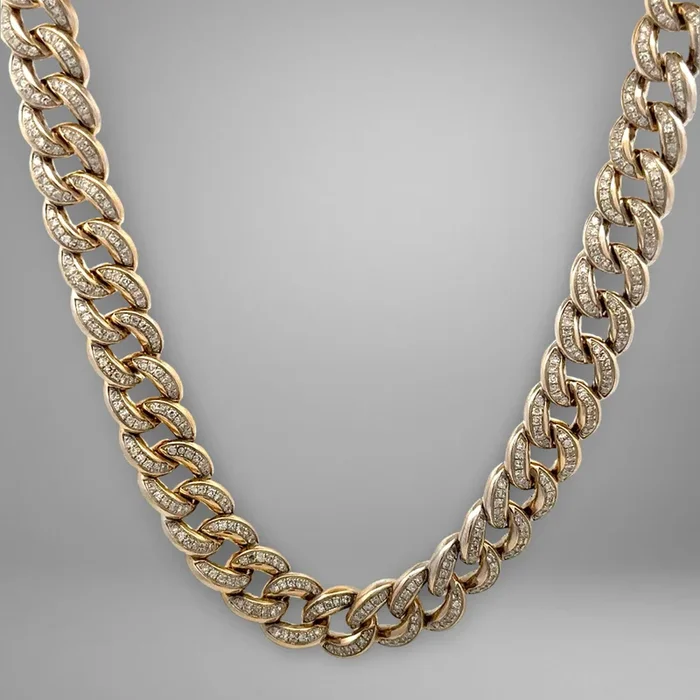 10K Yellow Gold 5TCW Diamond Cuban Link Chain