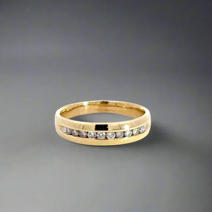 10K Yellow Gold 6mm .20TCW Diamond Men’s Wedding Band Ring