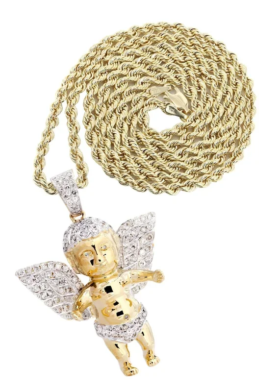 10K Yellow Gold Angel Diamond Necklace | 1.87 Carats