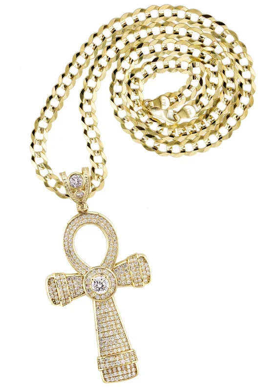 10K Yellow Gold Ankh Necklace | Small 10 Grams – Large 28 Grams