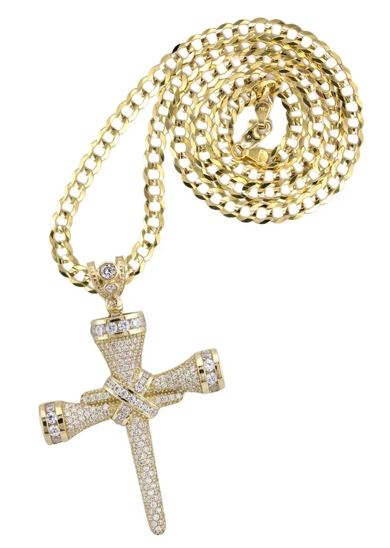 10K Yellow Gold Cross Necklace | Small 15 Grams – Large 21 Grams