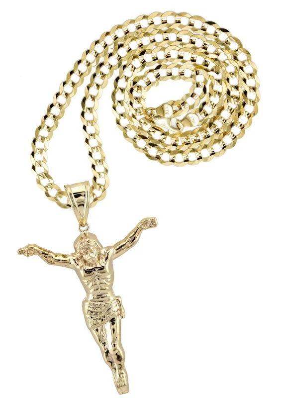 10K Yellow Gold Cross Necklace | Small 5 Grams – Large 12 Grams