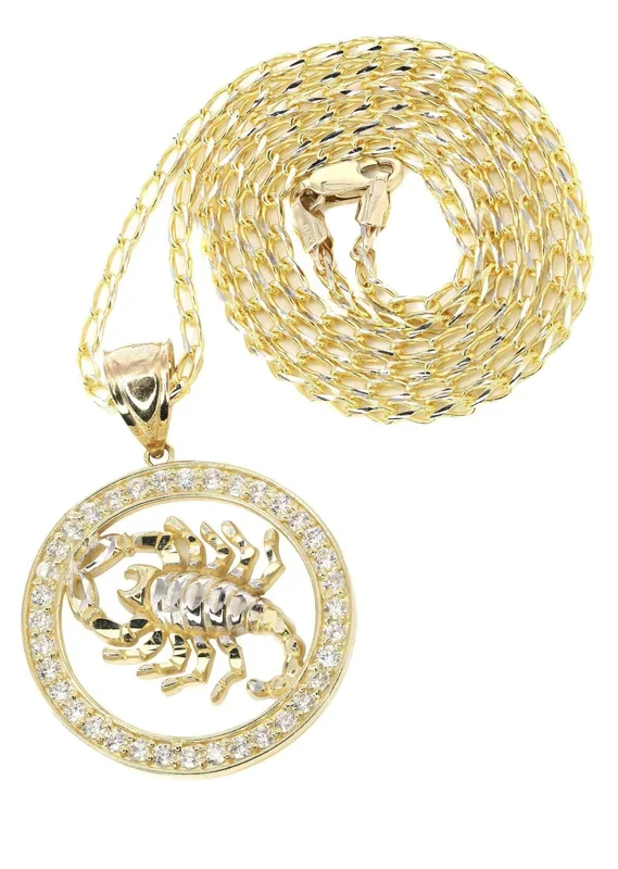 10K Yellow Gold Fancy Link Scorpio Necklace | Appx. 14.5 Grams