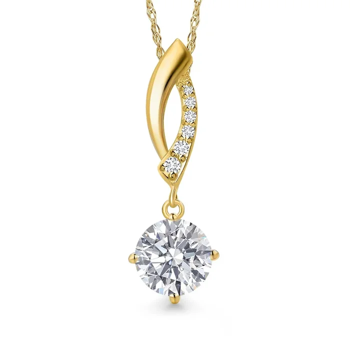10K Yellow Gold IGI Certified Lab Grown Diamond Pendant Necklace for Women | 1.06 Cttw | 1 Ct Round Cut | E-F Color | VS1-VS2 Clarity | With 18 Inch Chain