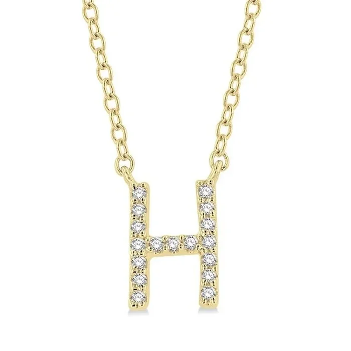 10K Yellow Gold Natural Diamonds Initial Necklace