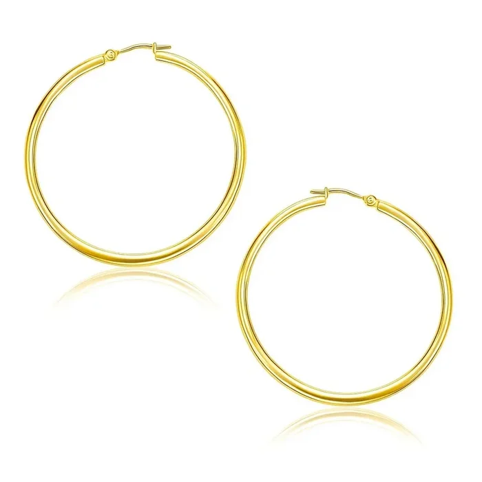 10k Yellow Gold Polished Hoop Earrings (30mm)