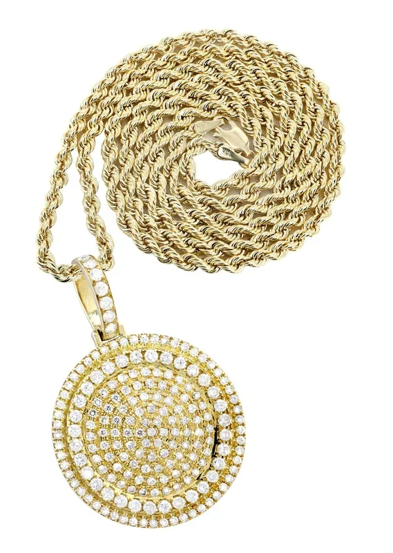 10K Yellow Gold Round Diamond Necklace | 4.42 Carats