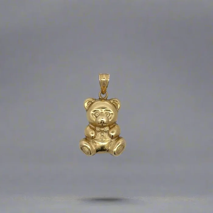 10K Yellow Gold Teddy Bear Unisex Pendant