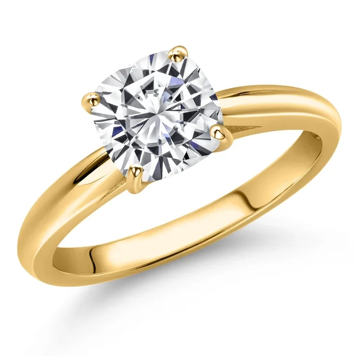10K Yellow Gold Yellow Citrine Solitaire Engagement Ring For Women | 0.93 Cttw | Cushion 6MM | Gemstone November Birthstone