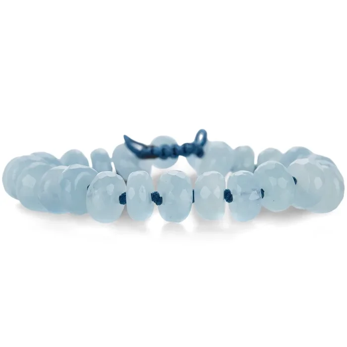 10mm Faceted Ice Blue Aquamarine Bracelet