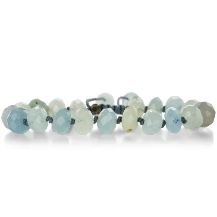 10mm Faceted Multi Tonal Aquamarine Bracelet