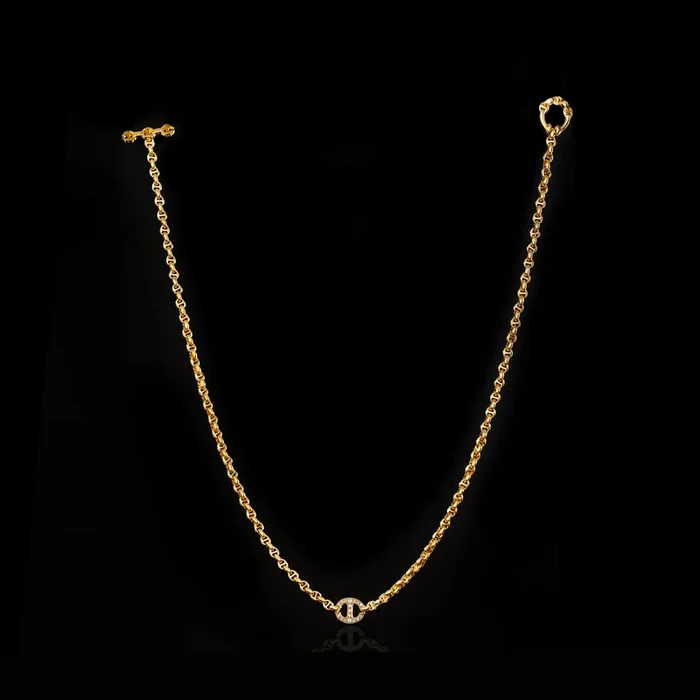 10MM SINGLE STATION NECKLACE WITH DIAMONDS – 16″