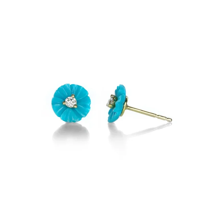 10mm Turquoise Flower Studs