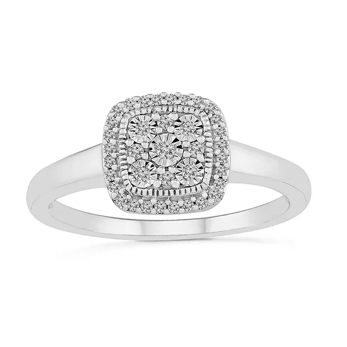 .12ctw Diamond Square Cluster Ring