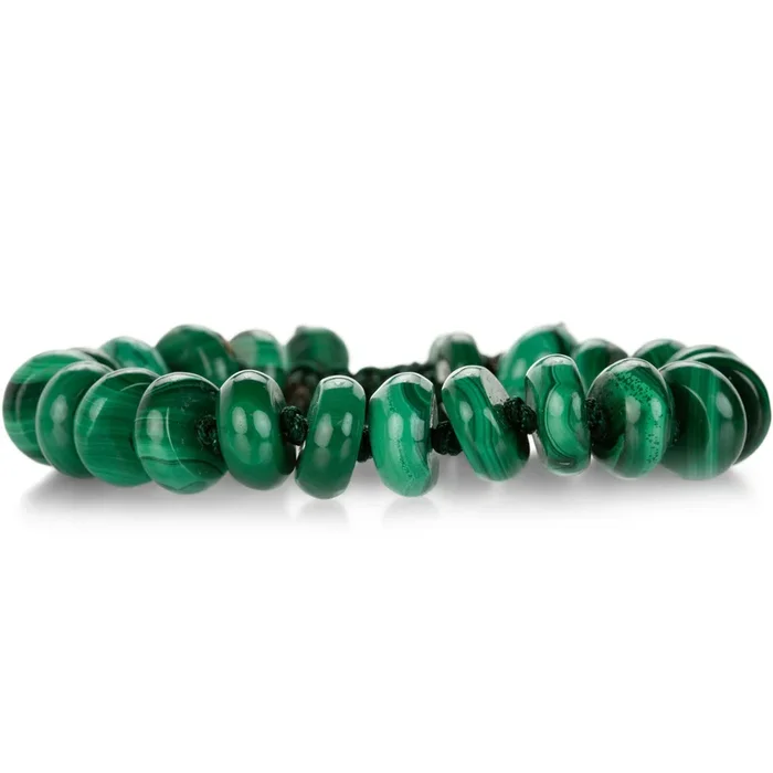 12mm Smooth Malachite Rondelle Beaded Bracelet