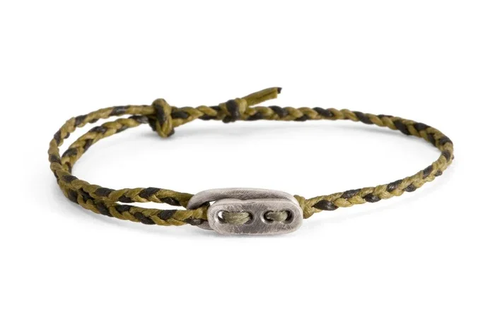 #139 – Men’s bracelet Canvas Sterling Silver toggle green black