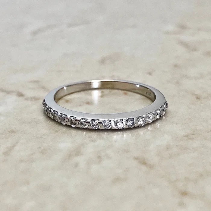 14 Karat White Gold 0.32 Carat Diamond Half Eternity Band Ring