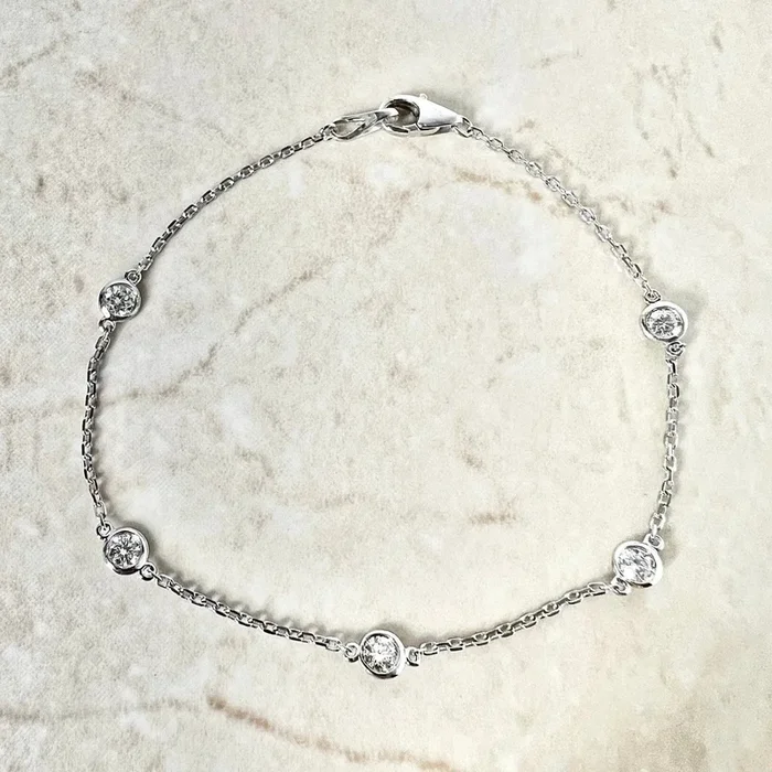 14 Karat White Gold 0.50 Carat Diamond By The Yard Bracelet