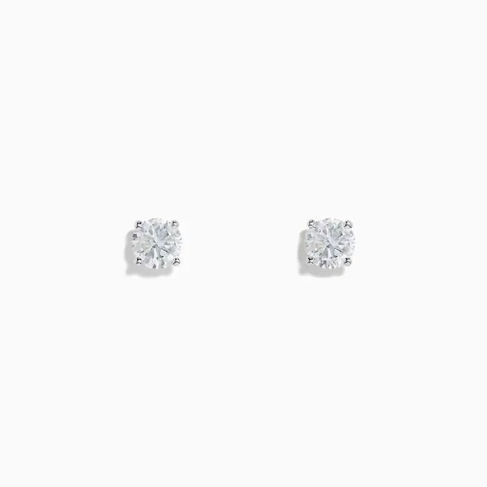 14 Karat White Gold Diamond Stud Earrings with 1.00TCW Round Diamonds