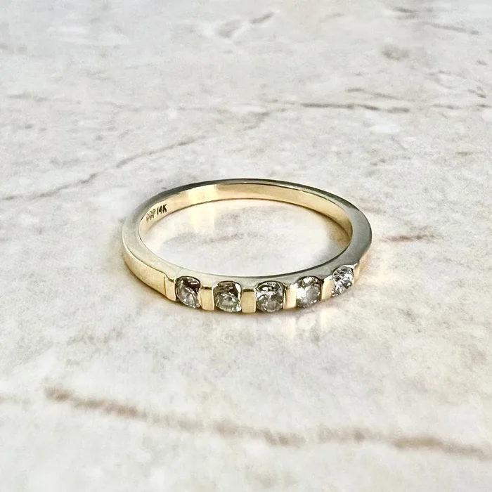 14 Karat Yellow Gold 1/4 Carat Diamond Five-Stone Band Ring