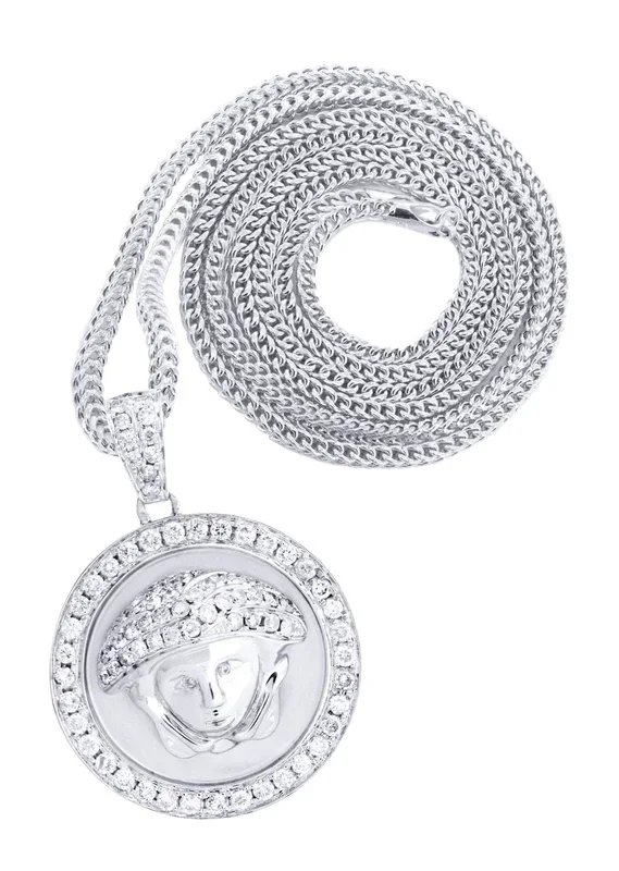 14 White Gold Medusa Diamond Necklace | 1.5 Carats