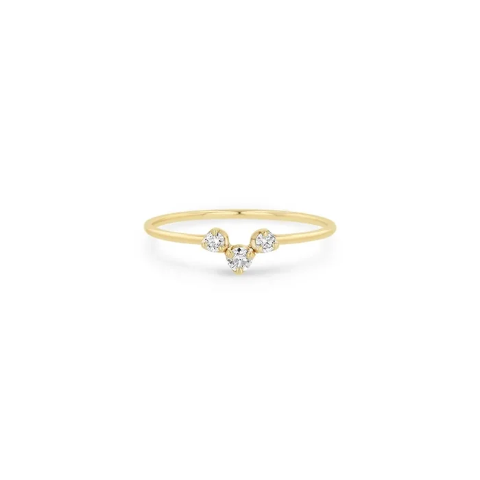 14k 3 Graduated Prong Diamond Curve Ring