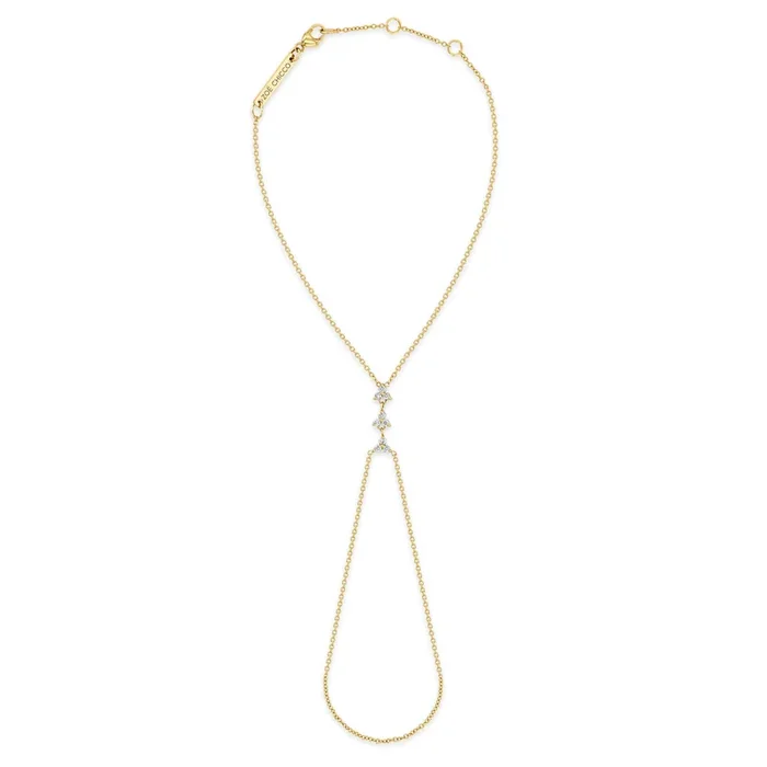 14k 3 Small Prong Diamond Trio Hand Chain