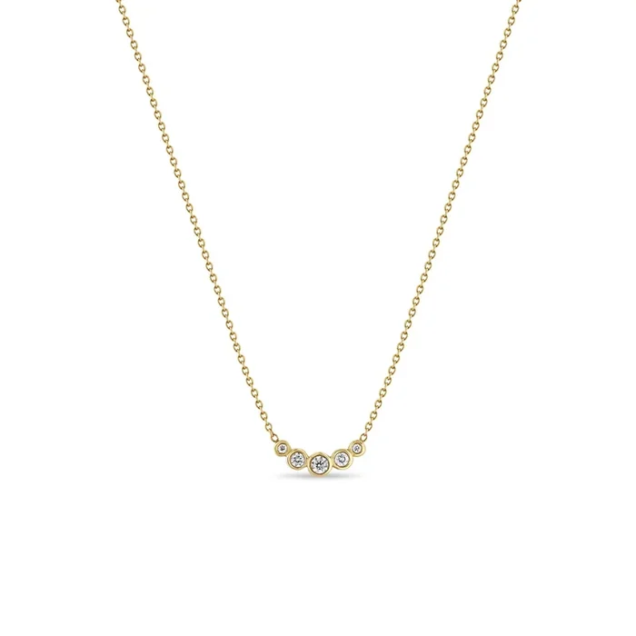 14k 5 Graduated Diamond Bezel Necklace