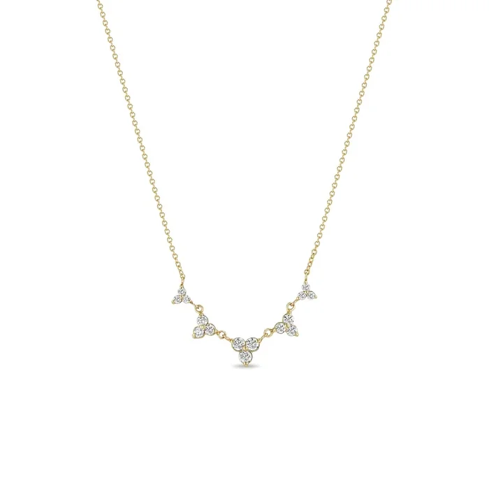 14k 5 Linked Graduated Diamond Trio Necklace