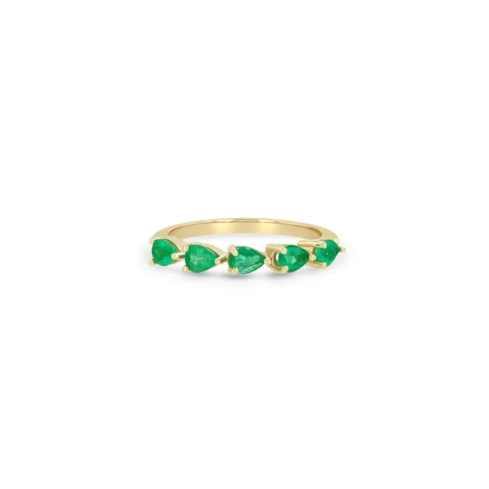 14k 5 Pear Emerald Band Ring