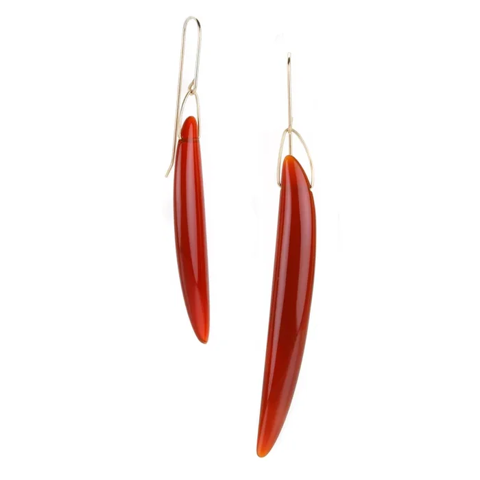 14k Carnelian Bean Earrings